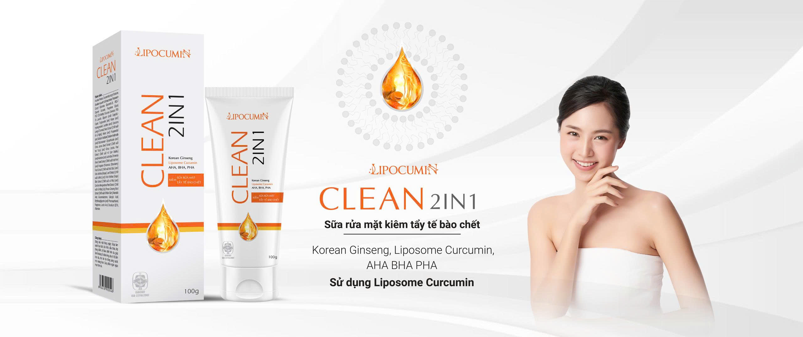 Sửa rửa mặt kiêm tẩy tế bào chết LIPOCUMIN CLEAN 2N1